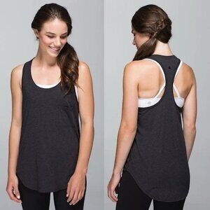 Lululemon Yogi Racerback III Tank Front Pocket Black Size 4
